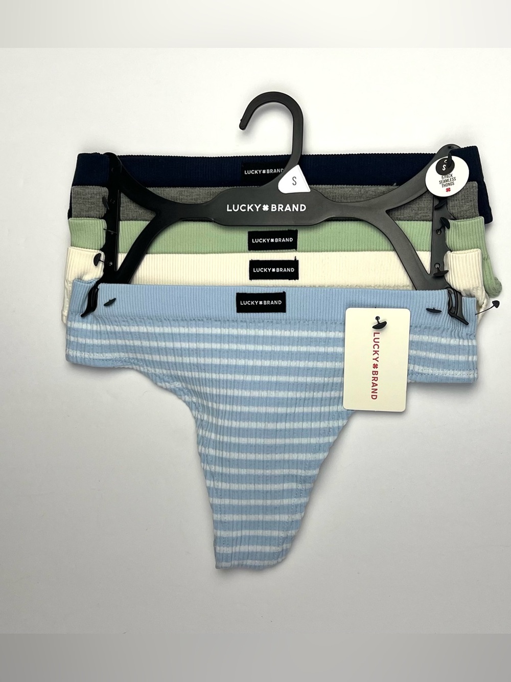 Lucky Brand 5pk Seamless Ribbed Thongs Panties Underwear Sz S Nylon Polyester